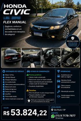 HONDA CIVIC 1.8 LXL 16V FLEX 4P MANUAL HONDA CIVIC 1.8 LXL 16V FLEX 4P MANUAL